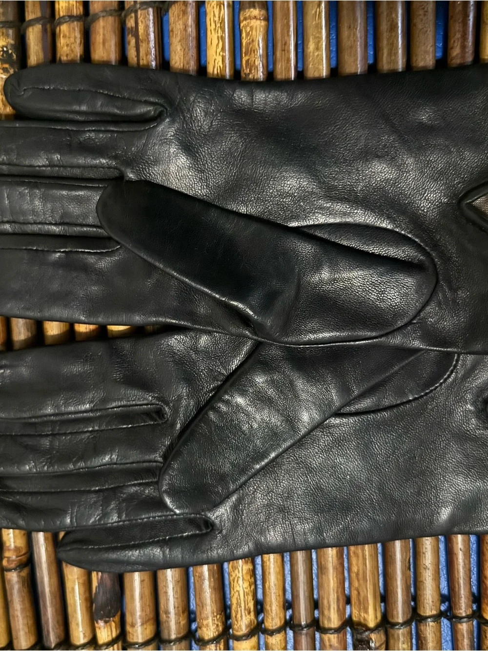 Lord & Taylor Leather and Silk Black Driving Gloves